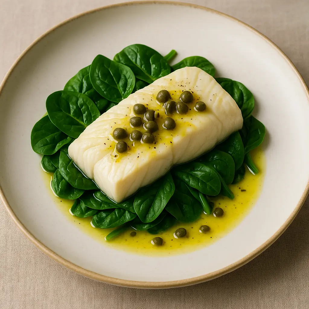 Barbue pochée à l’huile d’olive