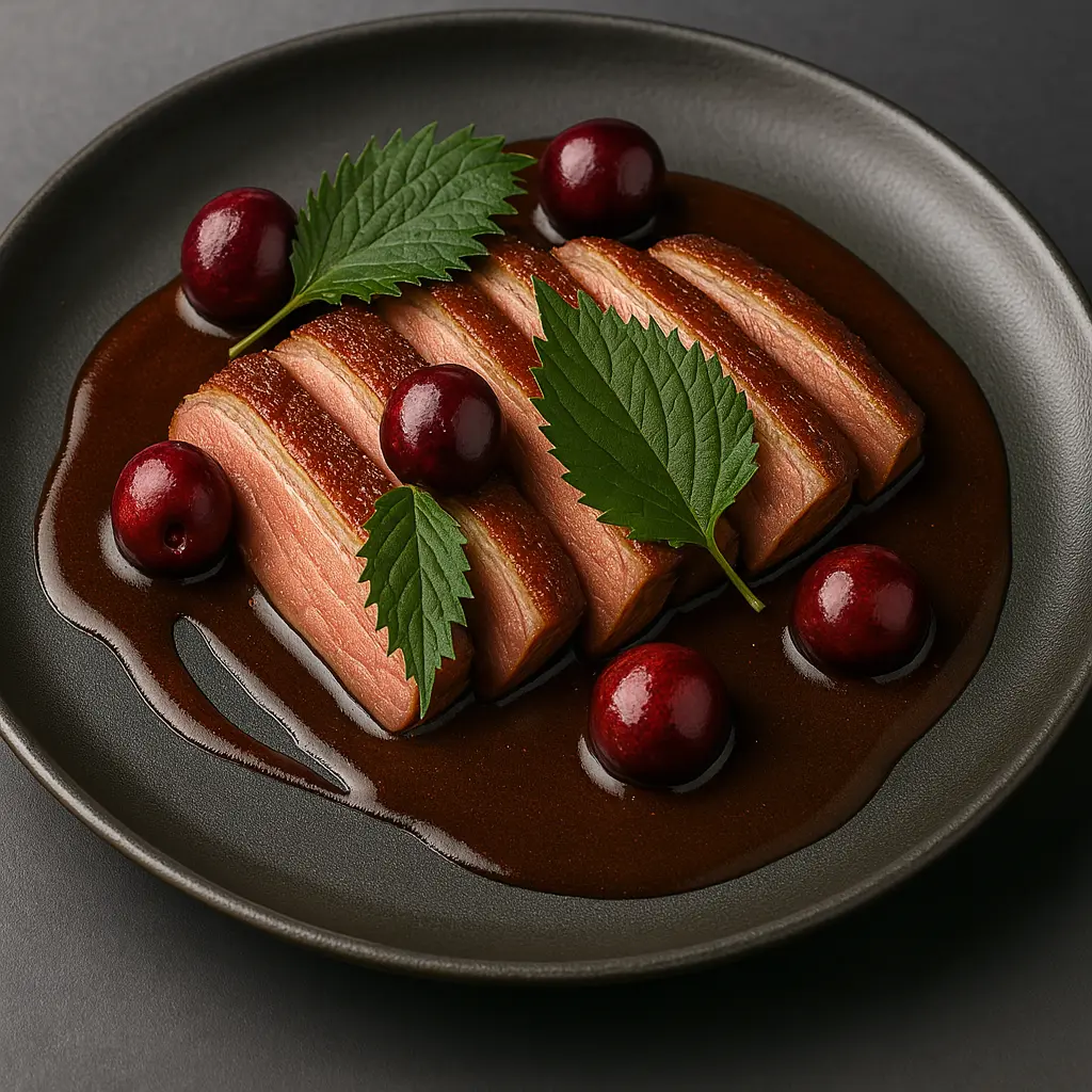 Canard rôti à la feuille de shiso marinée