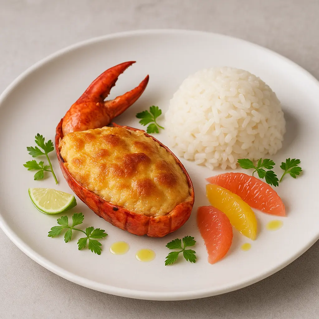 Half Lobster Soufflé with Citrus Fruits