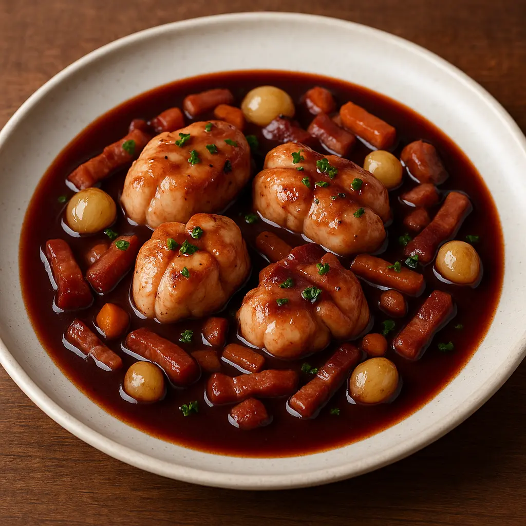 Lotte, sauce vin rouge