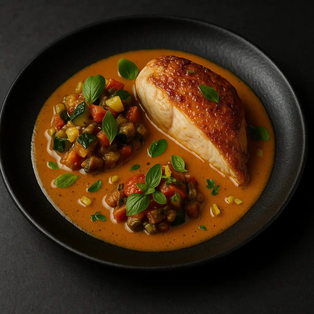 Pintade fermière Baserri rôtie sur son coffre