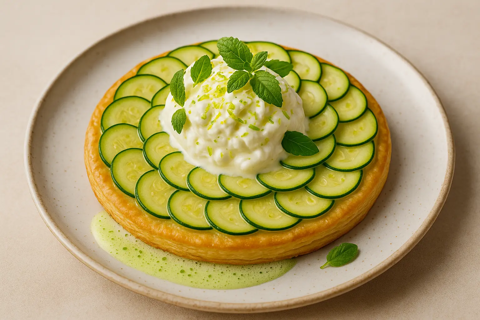 Tarte fine courgette & stracciatella